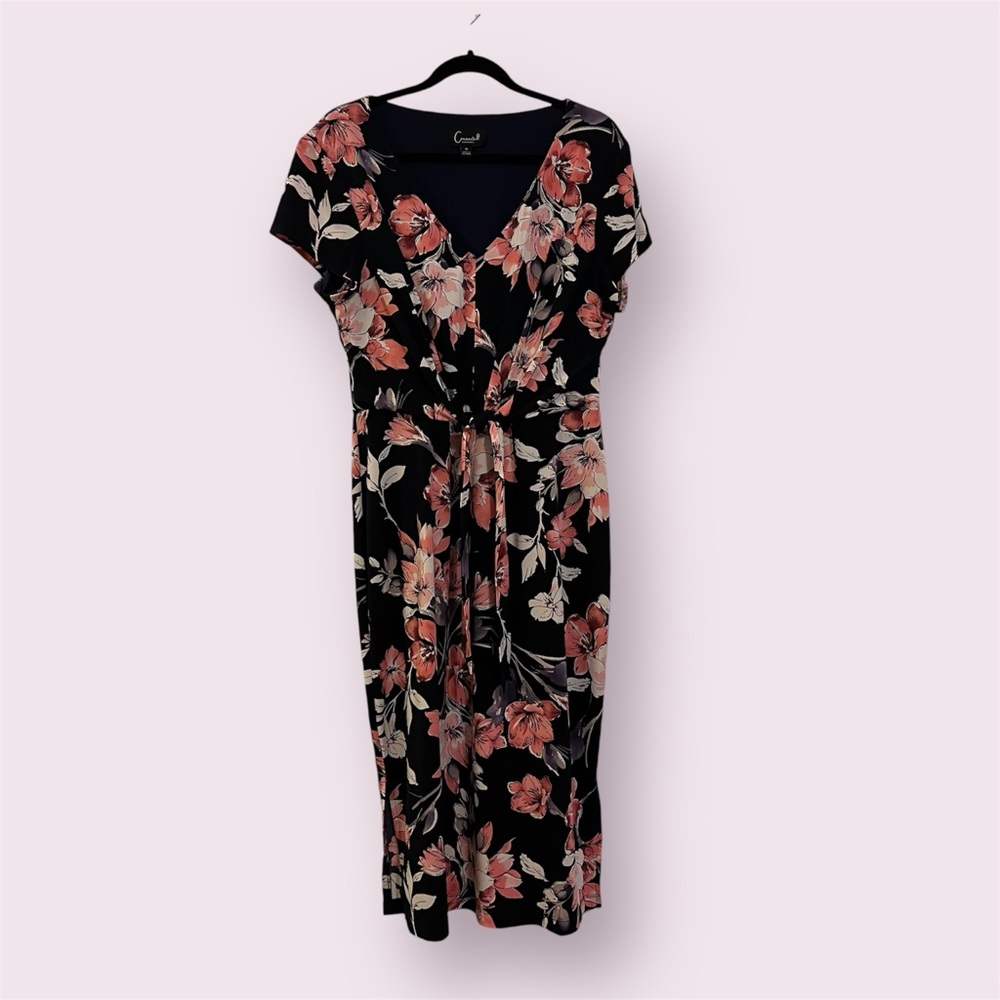 Connected Apparel Size 16 Navy/Pink Floral Dress, Excellent Condition